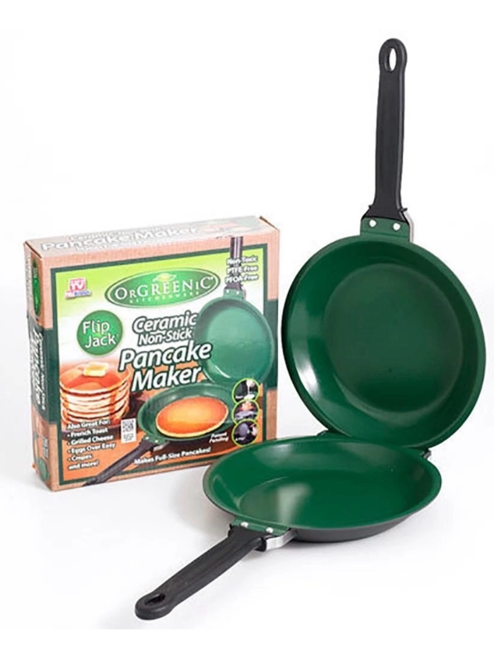Flip Jack Pan Frying Pan Double Side Pancake Cookware Stainless Iron + Bakelite